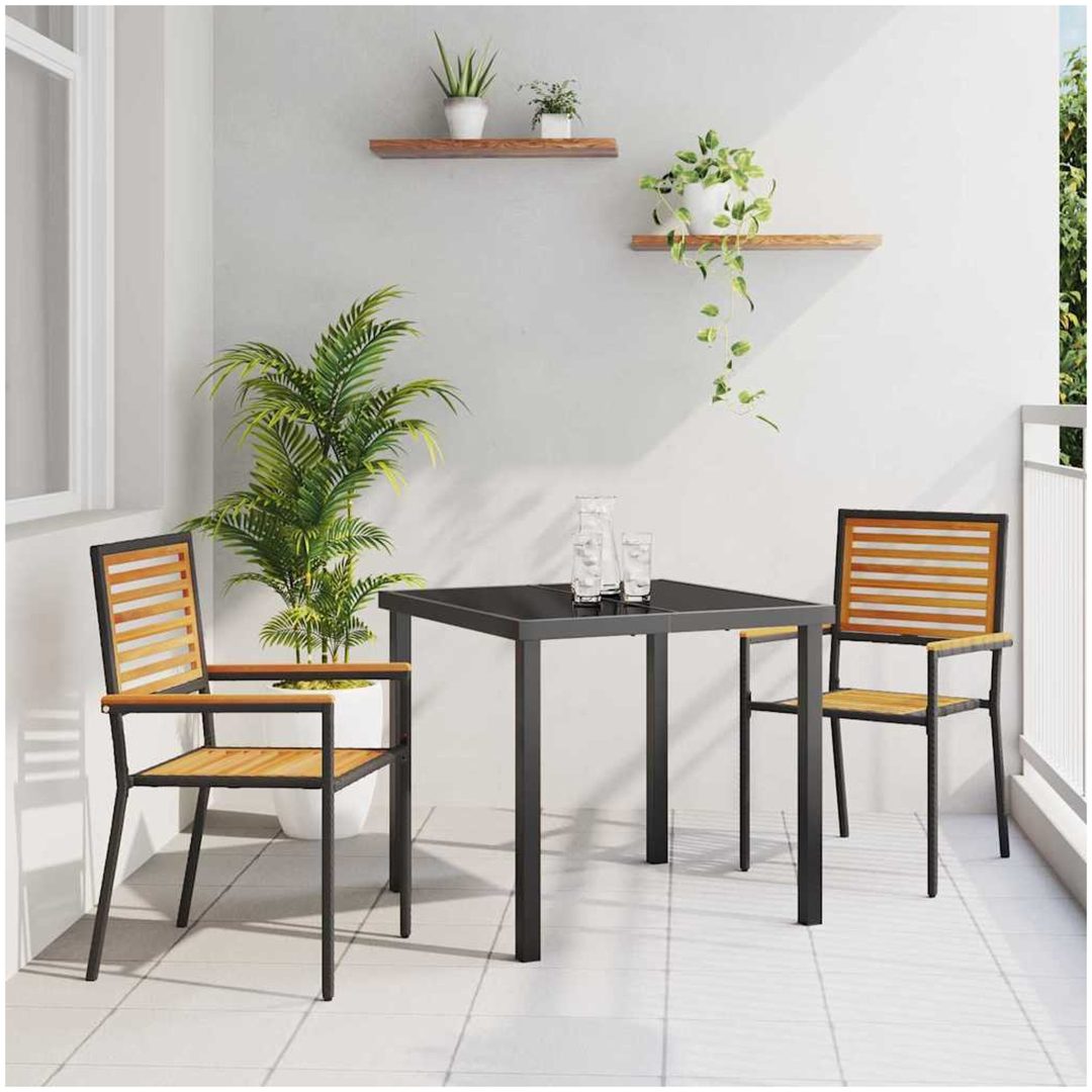Stapelbara Trädgårdsstolar - 2-pack, Svart Poly Rattan vidaXL 54 x 56 x 90 cm