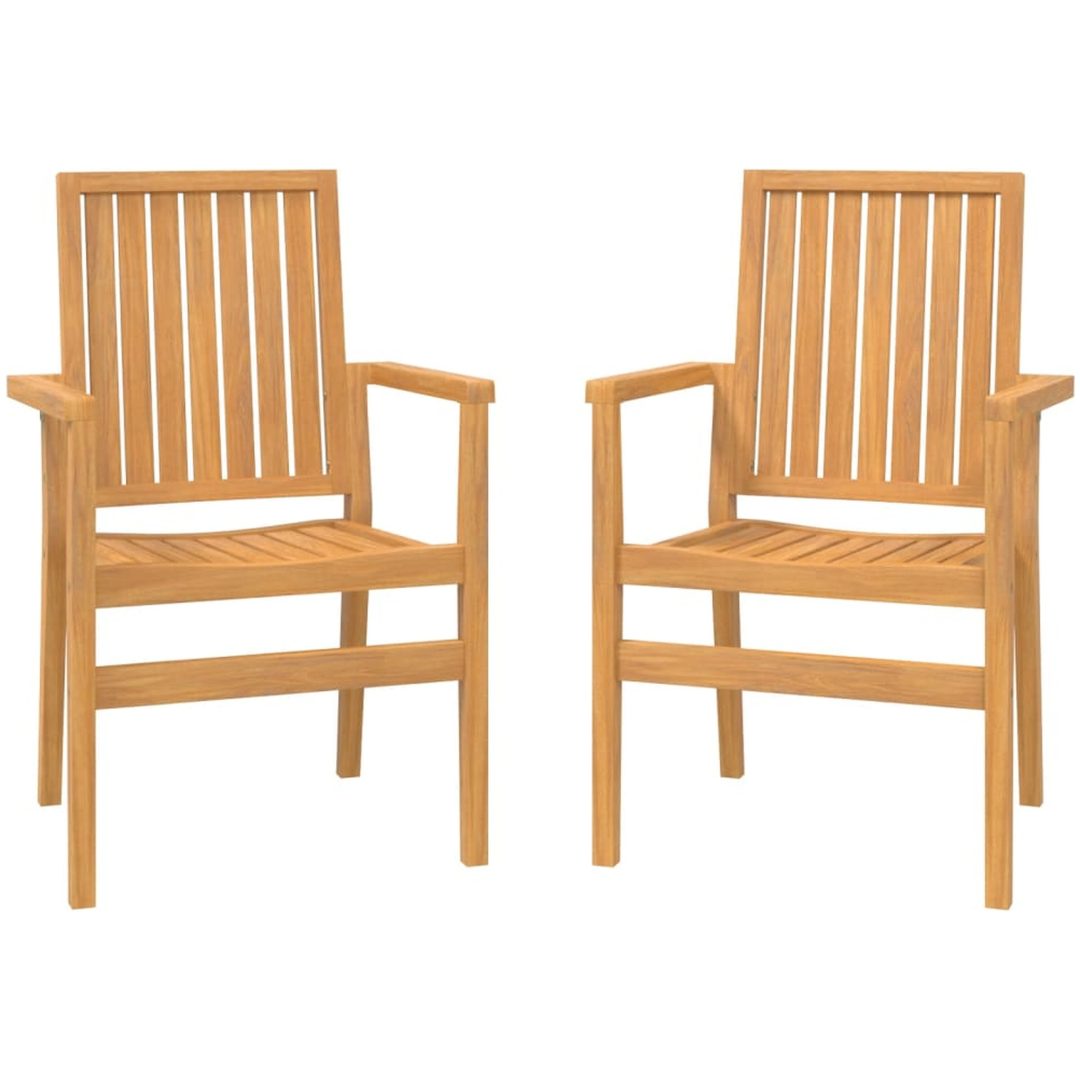 Stapelbara trädgårdsstolar 2 st 56,5x57,5x91 cm massiv teak vidaXL – bild 2