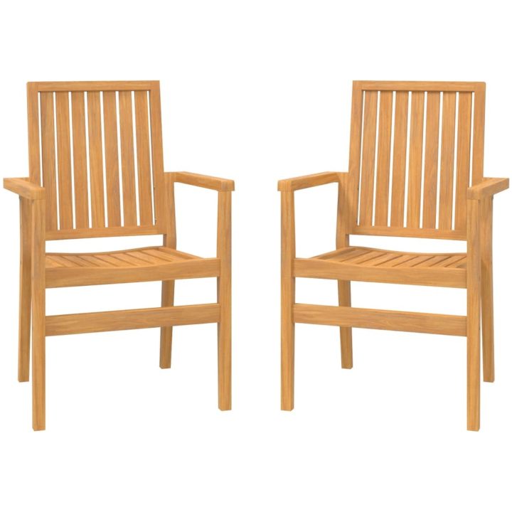 Stapelbara trädgårdsstolar 2 st 56,5x57,5x91 cm massiv teak vidaXL – bild 2