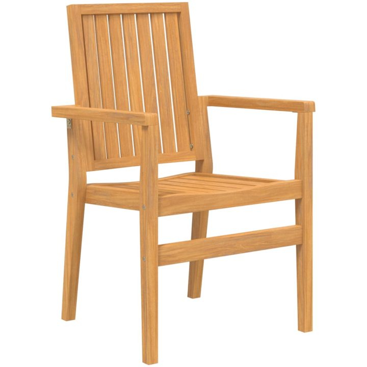 Stapelbara trädgårdsstolar 2 st 56,5x57,5x91 cm massiv teak vidaXL – bild 3