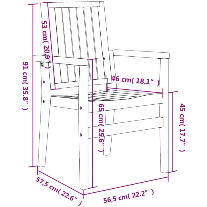 Stapelbara trädgårdsstolar 2 st 56,5x57,5x91 cm massiv teak vidaXL – bild 7