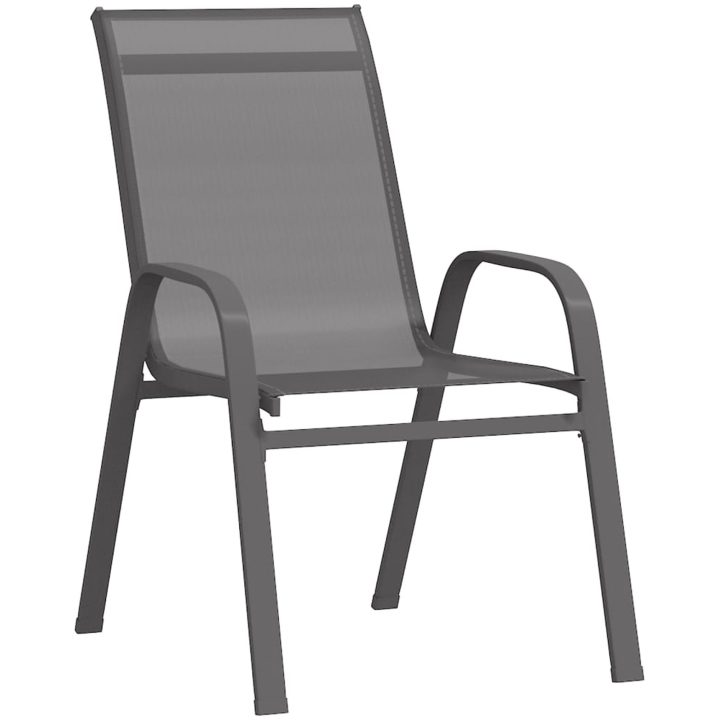 Stapelbara trädgårdsstolar 2 st grå textilentyg vidaXL – bild 3
