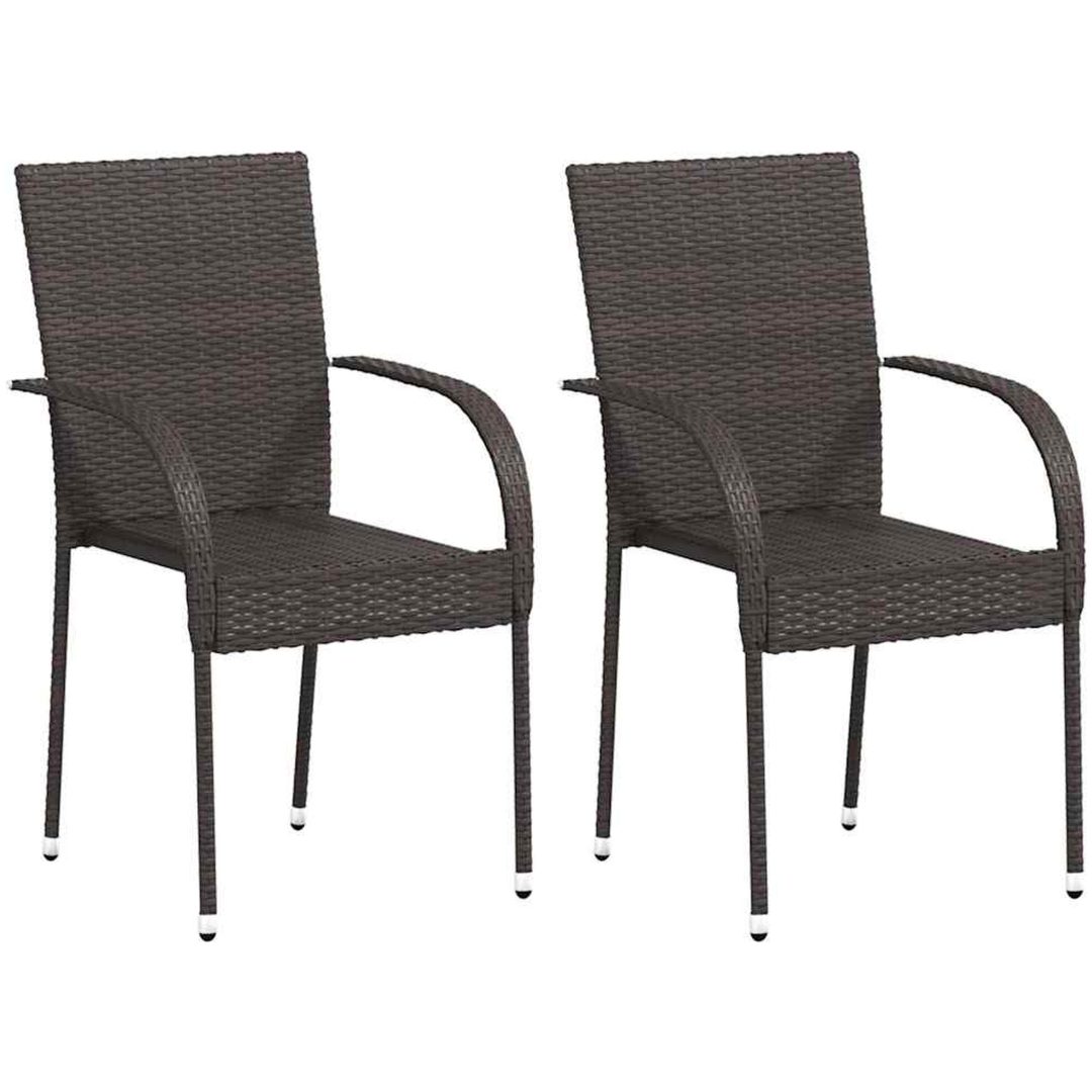 Stapelbara trädgårdsstolar 2 st konstrotting brun vidaXL – bild 2