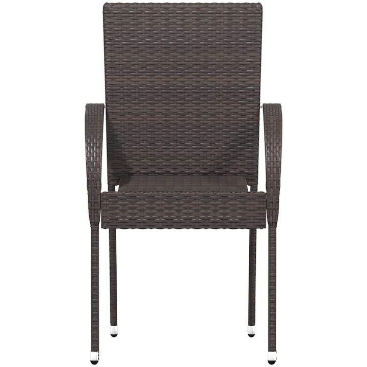 Stapelbara trädgårdsstolar 2 st konstrotting brun vidaXL – bild 4