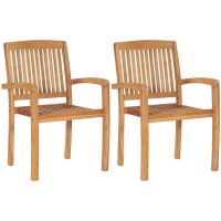 Stapelbara trädgårdsstolar 2 st massiv teak vidaXL