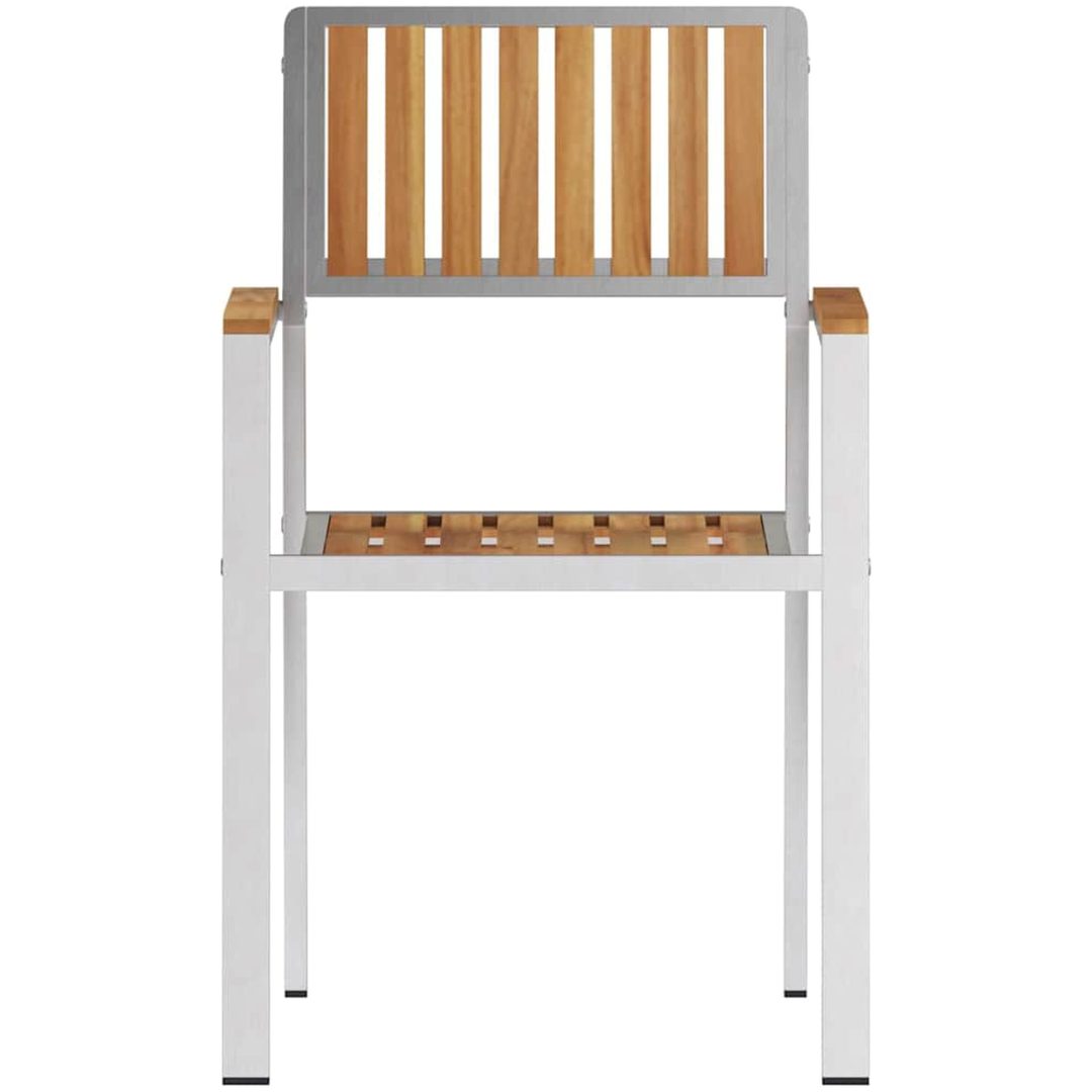Stapelbara Trädgårdsstolar 2 st Solid Teak & Rostfritt Stål vidaXL 56 x 54.5 x 87 cm – bild 5