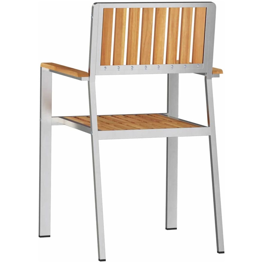 Stapelbara Trädgårdsstolar 2 st Solid Teak & Rostfritt Stål vidaXL 56 x 54.5 x 87 cm – bild 7