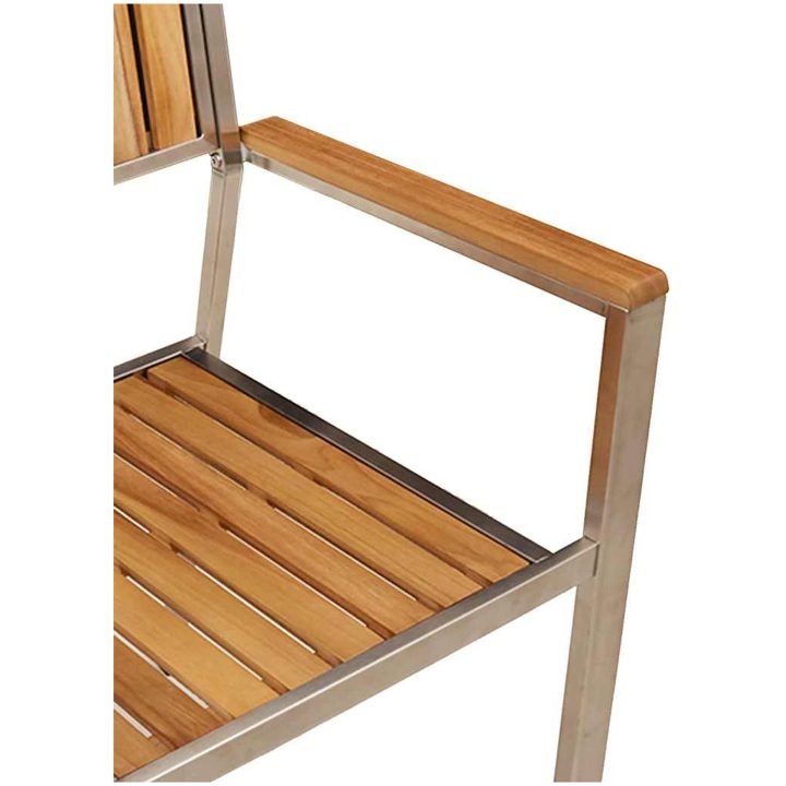 Stapelbara Trädgårdsstolar 2 st Solid Teak & Rostfritt Stål vidaXL 56 x 54.5 x 87 cm – bild 8