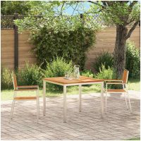 Stapelbara Trädgårdsstolar 2 st Solid Teak & Rostfritt Stål vidaXL