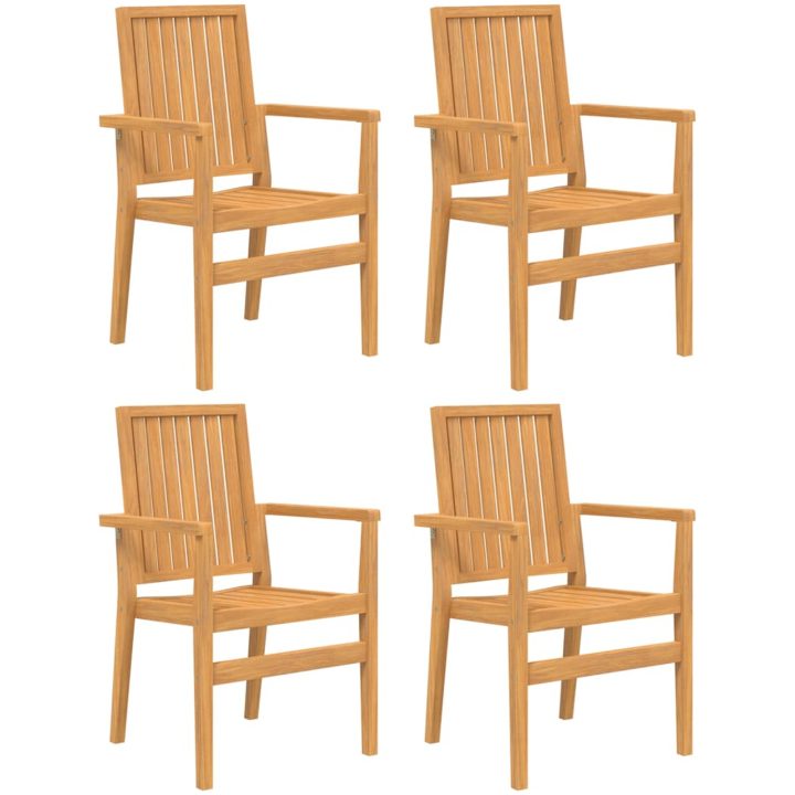 Stapelbara trädgårdsstolar 4 st 56,5x57,5x91 cm massiv teak vidaXL – bild 2