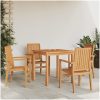 Stapelbara trädgårdsstolar 4 st 56,5x57,5x91 cm massiv teak vidaXL – miniatyr 1