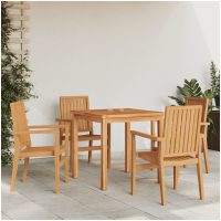 Stapelbara trädgårdsstolar 4 st 56,5x57,5x91 cm massiv teak vidaXL