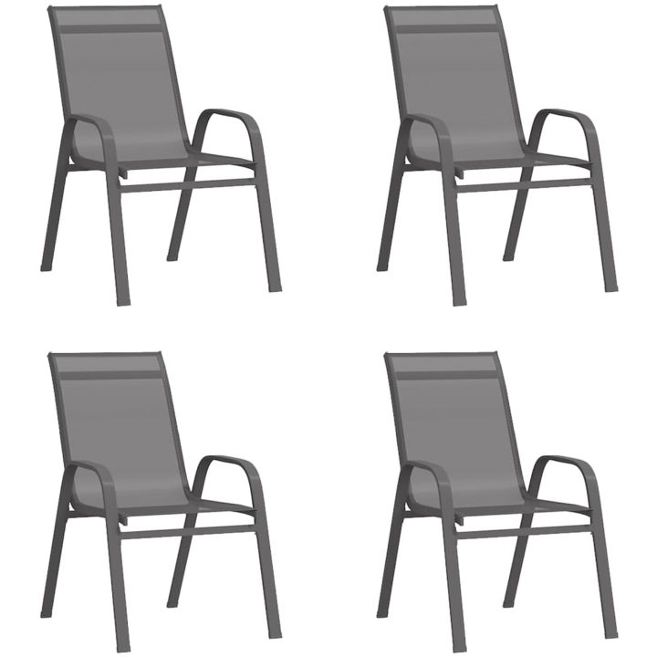 Stapelbara trädgårdsstolar 4 st grå textilentyg vidaXL – bild 2
