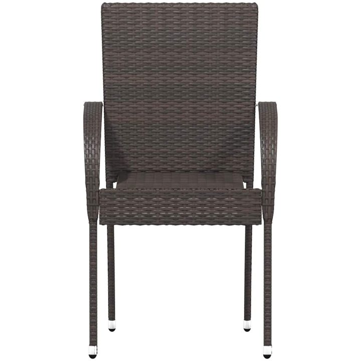 Stapelbara trädgårdsstolar 4 st konstrotting brun vidaXL – bild 3