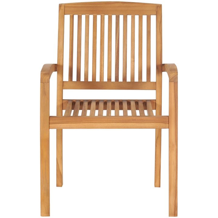 Stapelbara trädgårdsstolar 4 st massiv teak vidaXL – bild 3