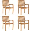 Stapelbara trädgårdsstolar 4 st massiv teak vidaXL – miniatyr 1