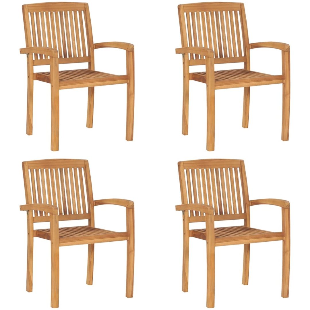 Stapelbara trädgårdsstolar 4 st massiv teak vidaXL