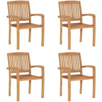 Stapelbara trädgårdsstolar 4 st massiv teak vidaXL