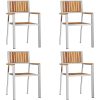 Stapelbara Trädgårdsstolar 4 st Massivt Akacia & Rostfritt Stål vidaXL 56 x 54.5 x 87 cm – miniatyr 2