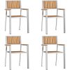 Stapelbara Trädgårdsstolar 4 st Massivt Teakträ och Rostfritt Stål vidaXL 56 x 54.5 x 87 cm – miniatyr 2