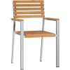 Stapelbara Trädgårdsstolar 4 st Solid Teak & Rostfritt Stål vidaXL 56 x 54.5 x 87 cm – miniatyr 2
