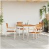 Stapelbara Trädgårdsstolar 4 st Solid Teak & Rostfritt Stål vidaXL 56 x 54.5 x 87 cm – miniatyr 3