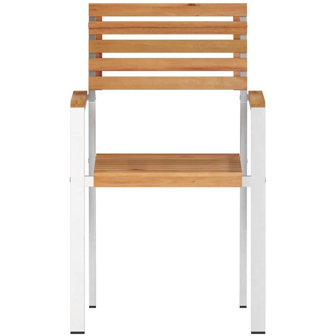 Stapelbara Trädgårdsstolar 4 st Solid Teak & Rostfritt Stål vidaXL 56 x 54.5 x 87 cm – bild 5