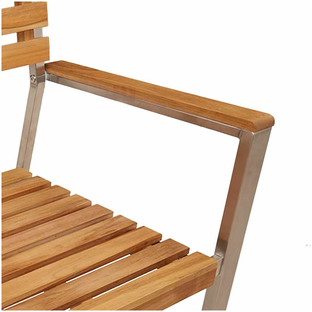Stapelbara Trädgårdsstolar 4 st Solid Teak & Rostfritt Stål vidaXL 56 x 54.5 x 87 cm – bild 8