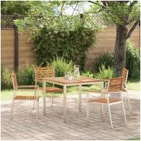 Stapelbara Trädgårdsstolar 4 st Solid Teak & Rostfritt Stål vidaXL
