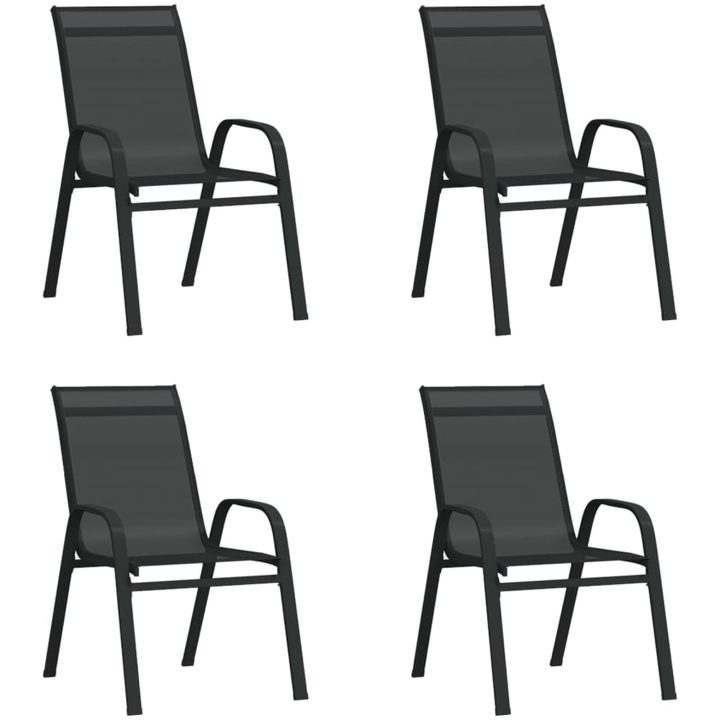 Stapelbara trädgårdsstolar 4 st svart textilentyg vidaXL – bild 2