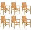 Stapelbara trädgårdsstolar 6 st 56,5x57,5x91 cm massiv teak vidaXL – miniatyr 2