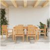 Stapelbara trädgårdsstolar 6 st 56,5x57,5x91 cm massiv teak vidaXL – miniatyr 1