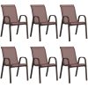Stapelbara trädgårdsstolar 6 st brun textilentyg vidaXL – miniatyr 2