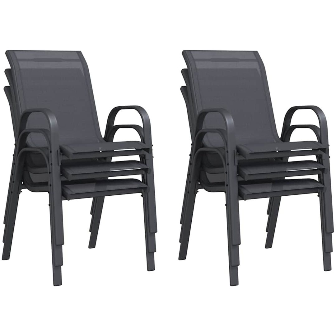 Stapelbara trädgårdsstolar 6 st grå textilentyg vidaXL – bild 8