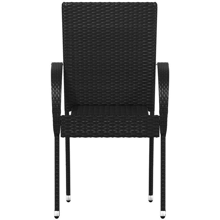 Stapelbara trädgårdsstolar 6 st konstrotting svart vidaXL – bild 4