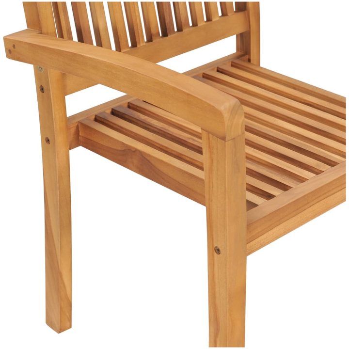Stapelbara trädgårdsstolar 6 st massiv teak vidaXL – bild 4