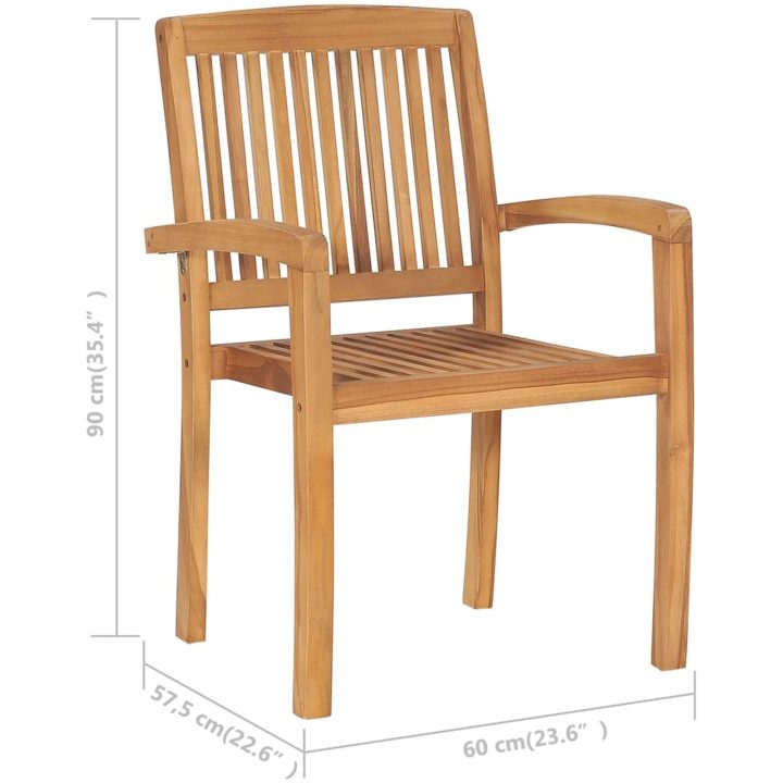 Stapelbara trädgårdsstolar 6 st massiv teak vidaXL – bild 5