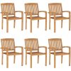 Stapelbara trädgårdsstolar 6 st massiv teak vidaXL – miniatyr 1