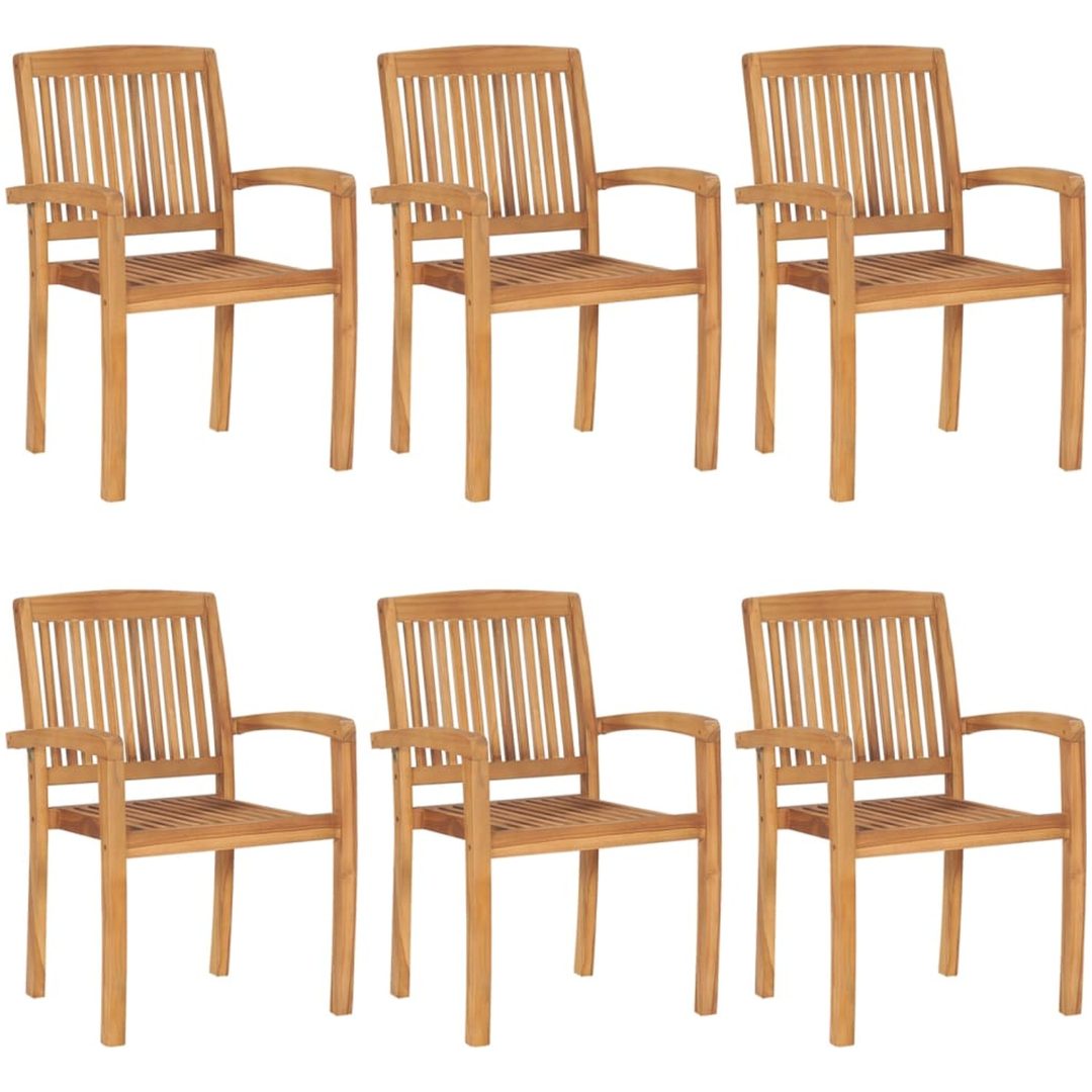 Stapelbara trädgårdsstolar 6 st massiv teak vidaXL