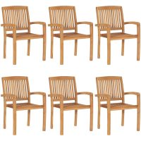 Stapelbara trädgårdsstolar 6 st massiv teak vidaXL