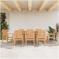 Stapelbara trädgårdsstolar 8 st 56,5x57,5x91 cm massiv teak vidaXL