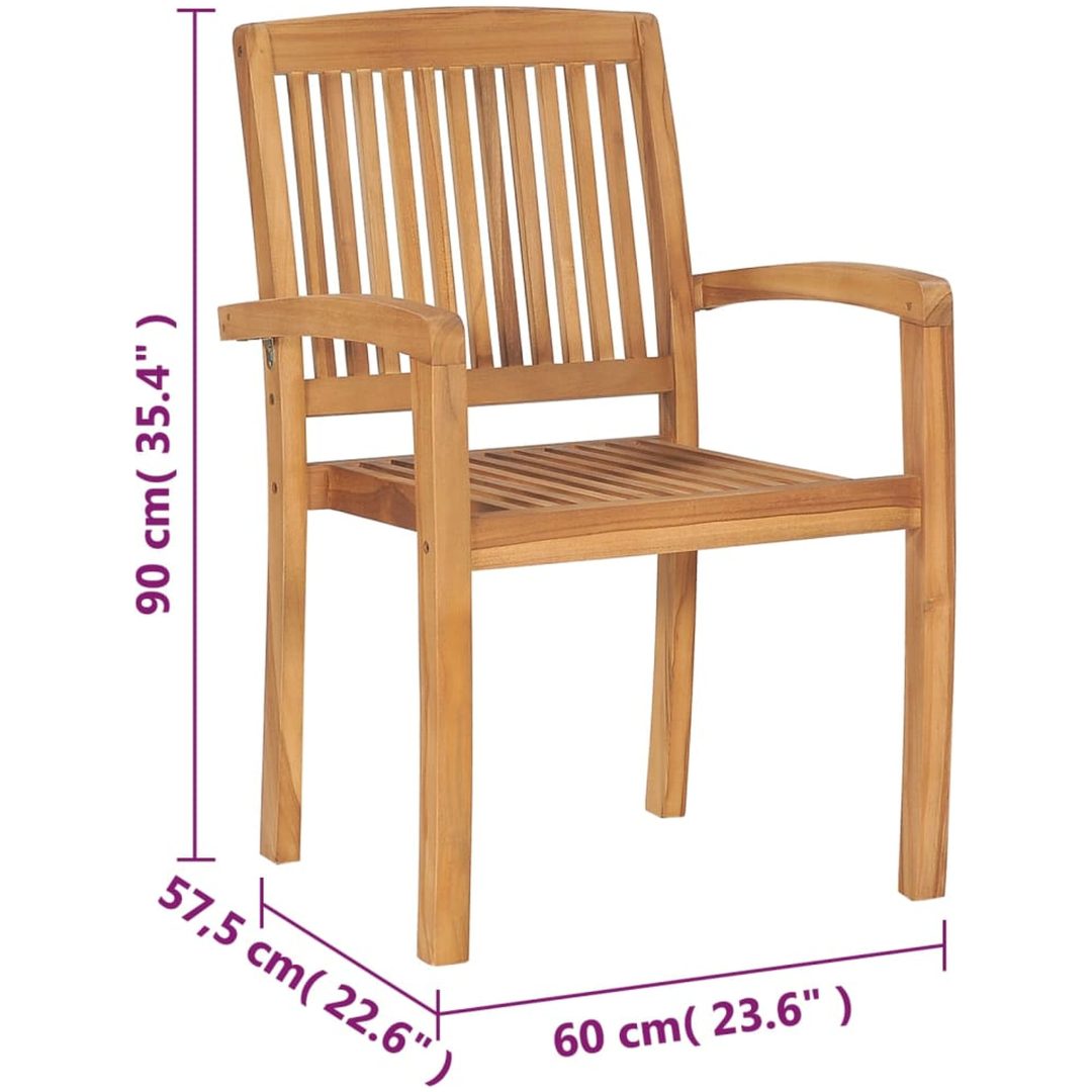 Stapelbara trädgårdsstolar 8 st massiv teak vidaXL – bild 5