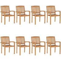 Stapelbara trädgårdsstolar 8 st massiv teak vidaXL