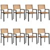 Stapelbara trädgårdsstolar 8 st massivt akacia&metall vidaXL – miniatyr 2