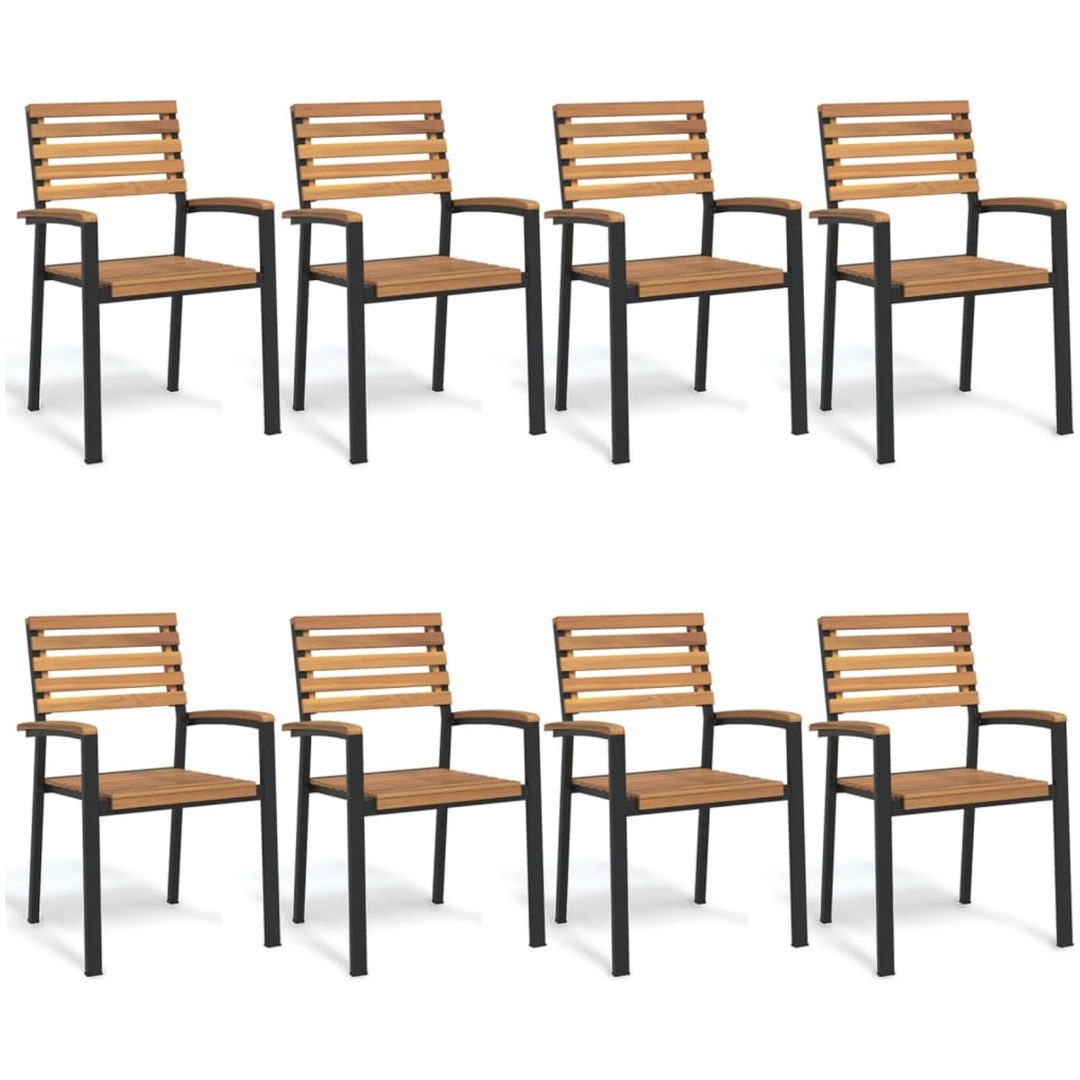 Stapelbara trädgårdsstolar 8 st massivt akacia&metall vidaXL