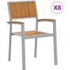 Stapelbara Trädgårdsstolar 8 stycken Grå Stål och Massivt Akacia vidaXL 56 x 57 x 87 cm – miniatyr 2