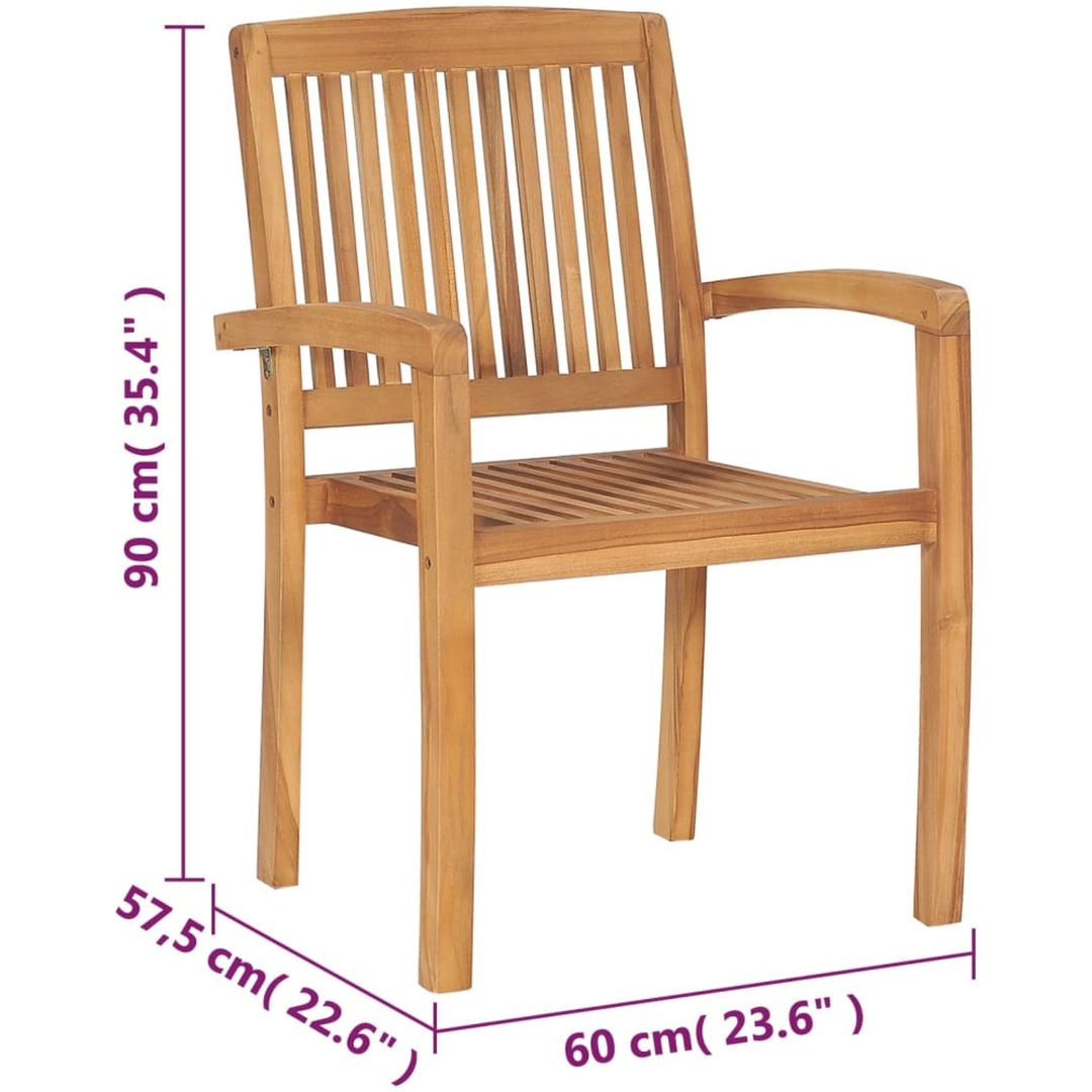 Stapelbara trädgårdsstolar med dynor 4 st massiv teak vidaXL – bild 12