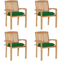 Stapelbara trädgårdsstolar med dynor 4 st massiv teak vidaXL