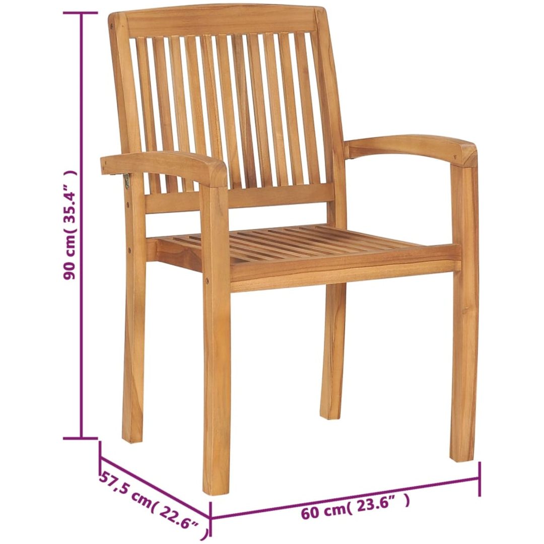 Stapelbara trädgårdsstolar med dynor 6 st massiv teak vidaXL – bild 12