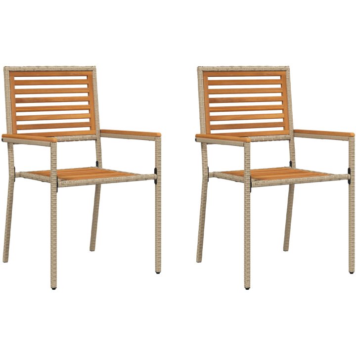 Stapelbara Trädgårdsstolar - Set om 2 i Beige Poly Rattan. vidaXL 54 x 56 x 90 cm – bild 2